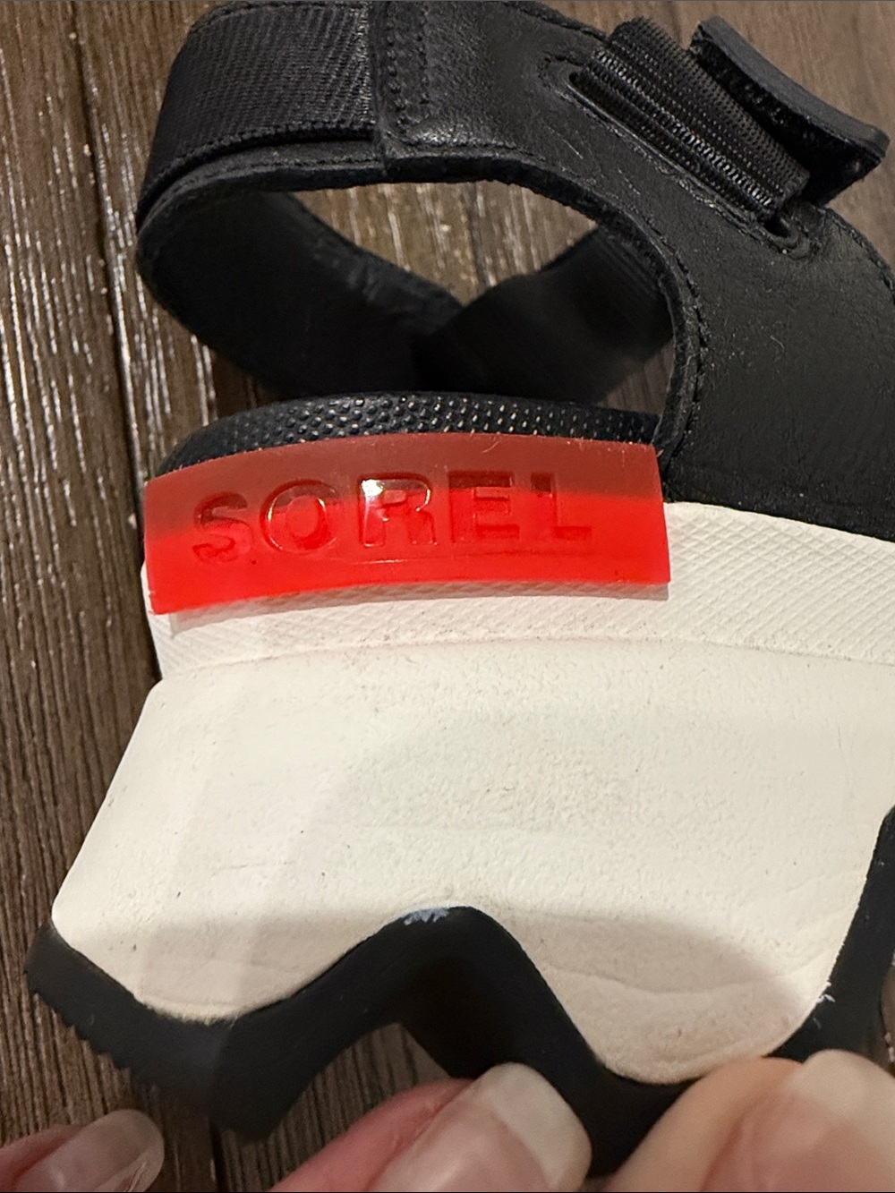 Sorel Black and White Platform Sport Sandals - Picture 6 of 8